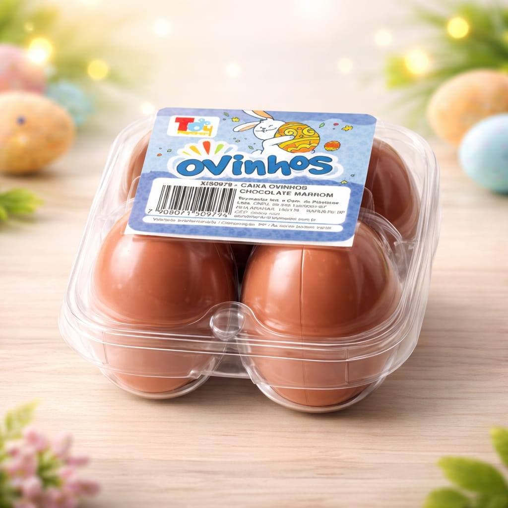 Kit Bandeja 4 Ovos Surpresa Porta Doce Em Plástico Mini Ovinhos de Páscoa 0979