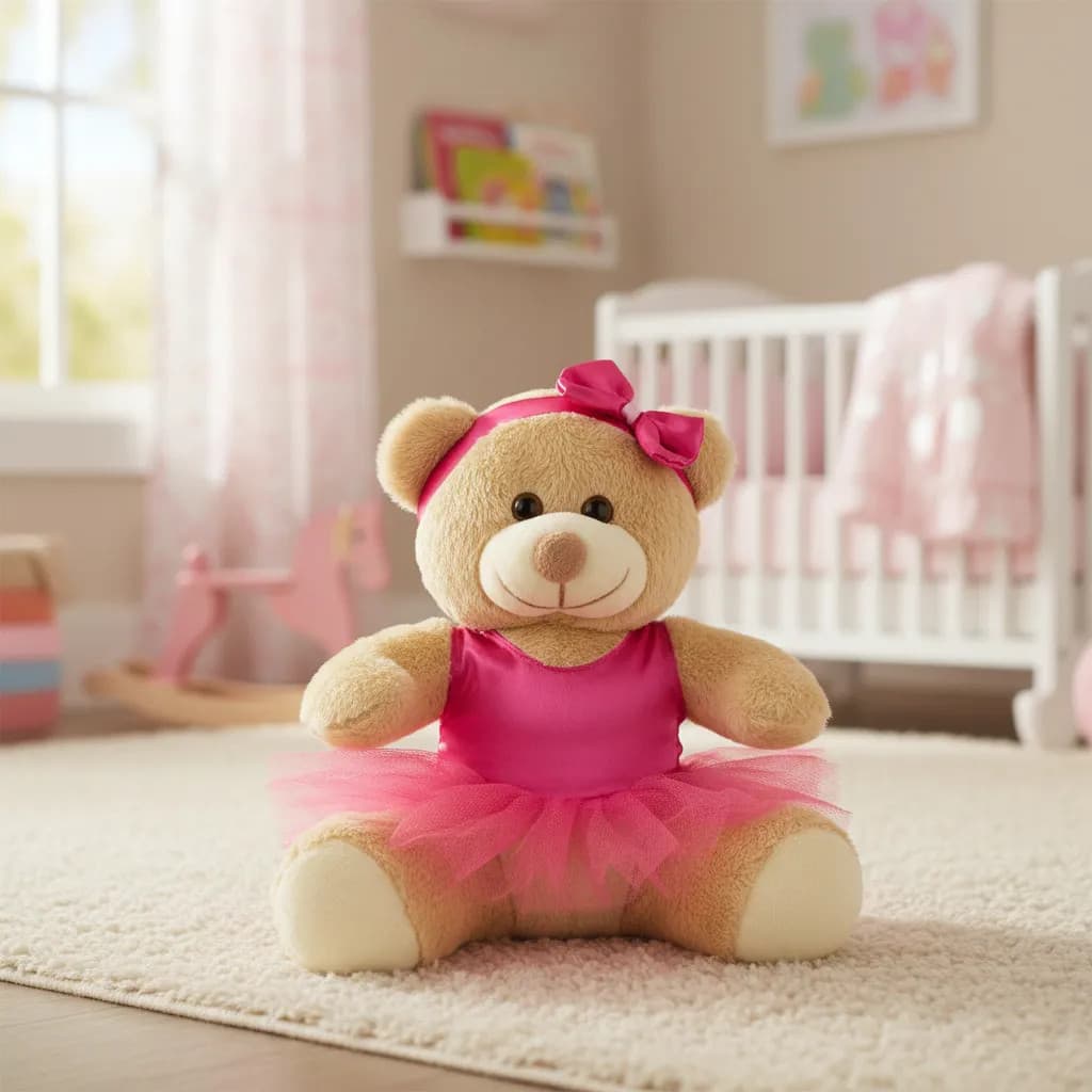 Ursa De Pelúcia Bailarina Pink 20cm Decoração Antialérgico
