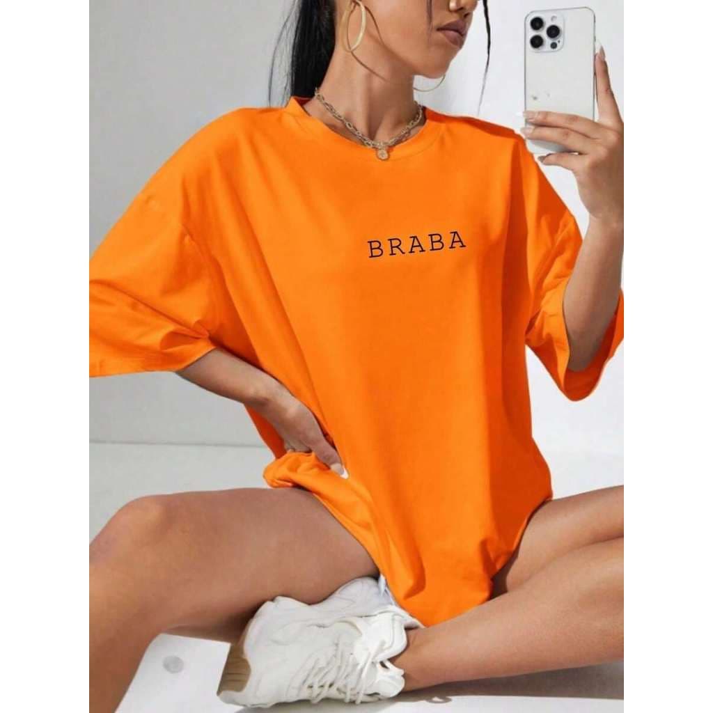 Camiseta Oversized Modinha Braba Frase Blusão
