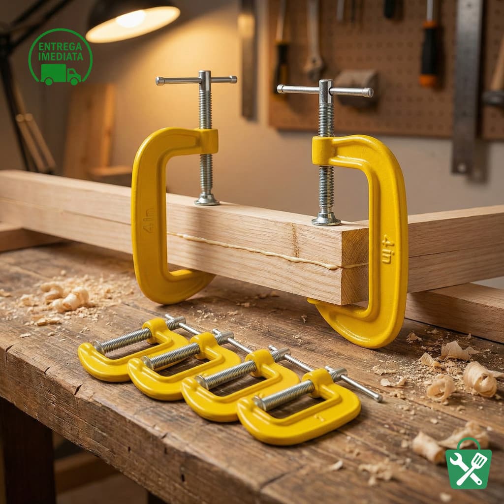 Kit 6 Grampos Sargento Tipo C Profissional Marcenaria Carpintaria