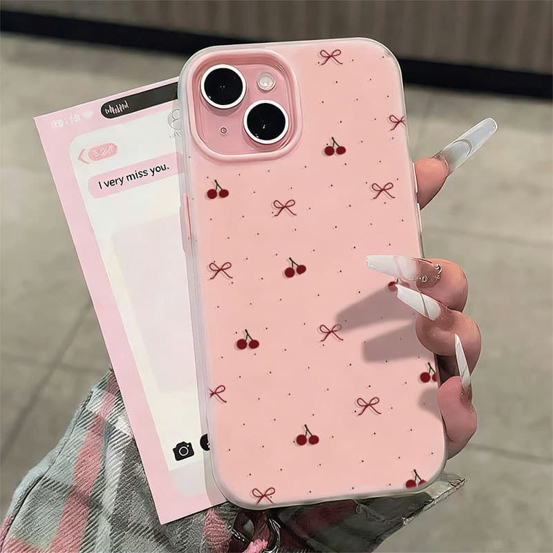 Cereja Arco Geléia 2 Em 1 Capa Capinha Silicone Para IPhone 13 11 12 14 15 16 17 16e Normal Pro Max Ar Macarons Caso