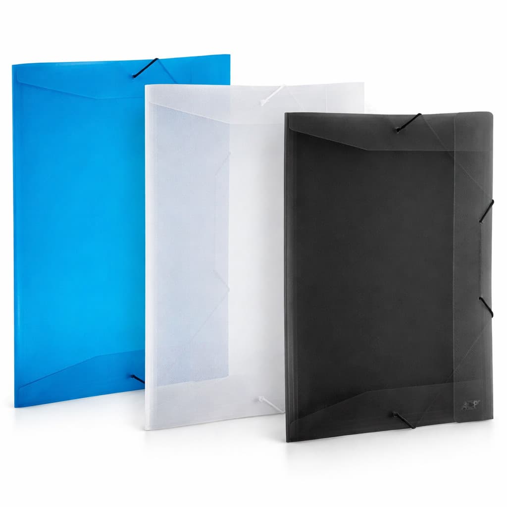 Pasta Aba Elástica Fina Mini Ofício ACP – Azul, Cristal ou Fumê (Unidade)