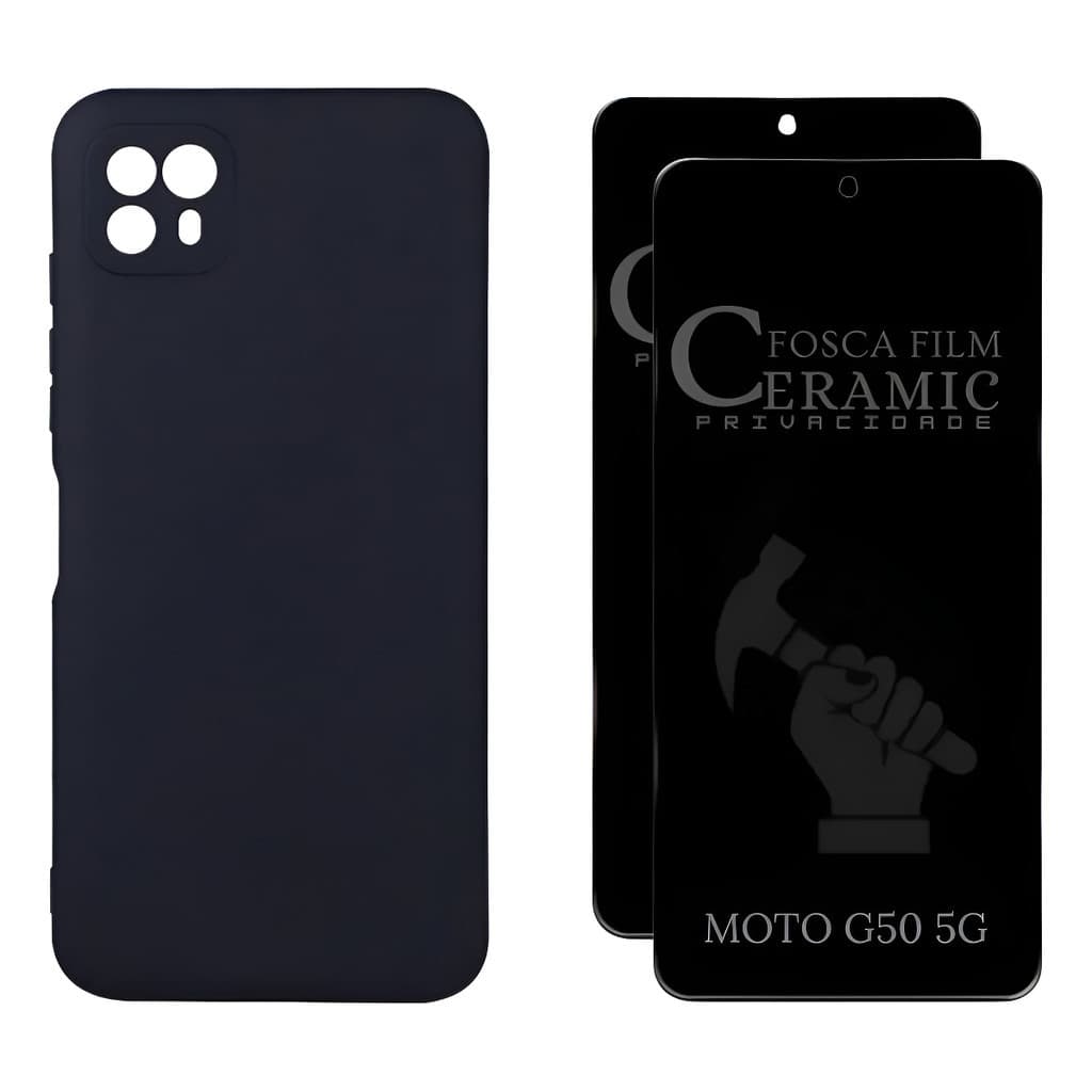 Capa Aveludada Para Motorola Moto G50 5g + 2 Películas Privacidade
