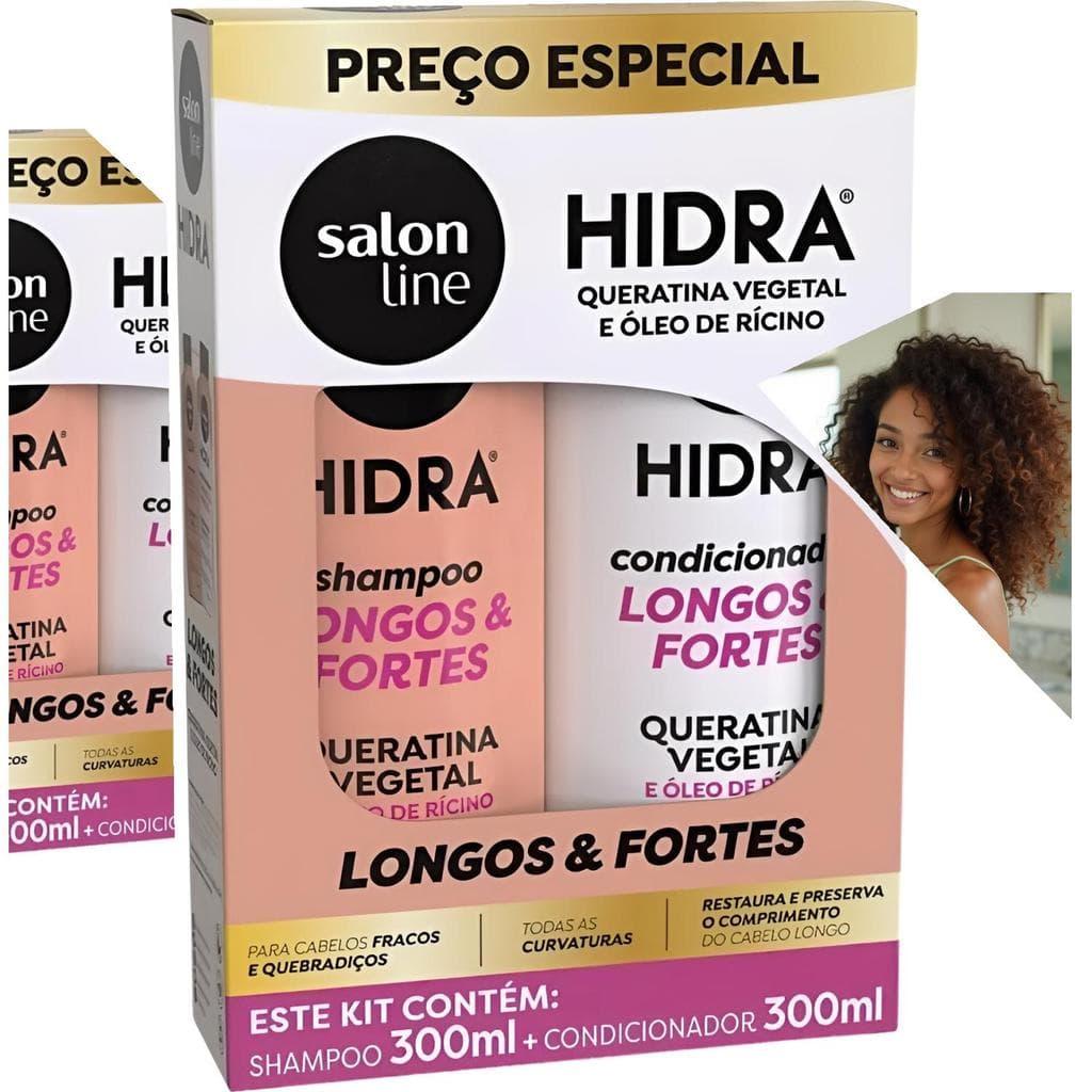 Shampoo Condicionador Salon Line Hidra Longos Fortes 300ml Queratina Vegetal Óleo de Rícino Revitalização