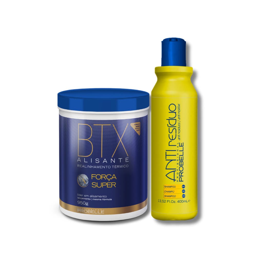 BTX Mega Alisante Força Super 950g + Shampoo Anti resíduo 400ML - Probelle