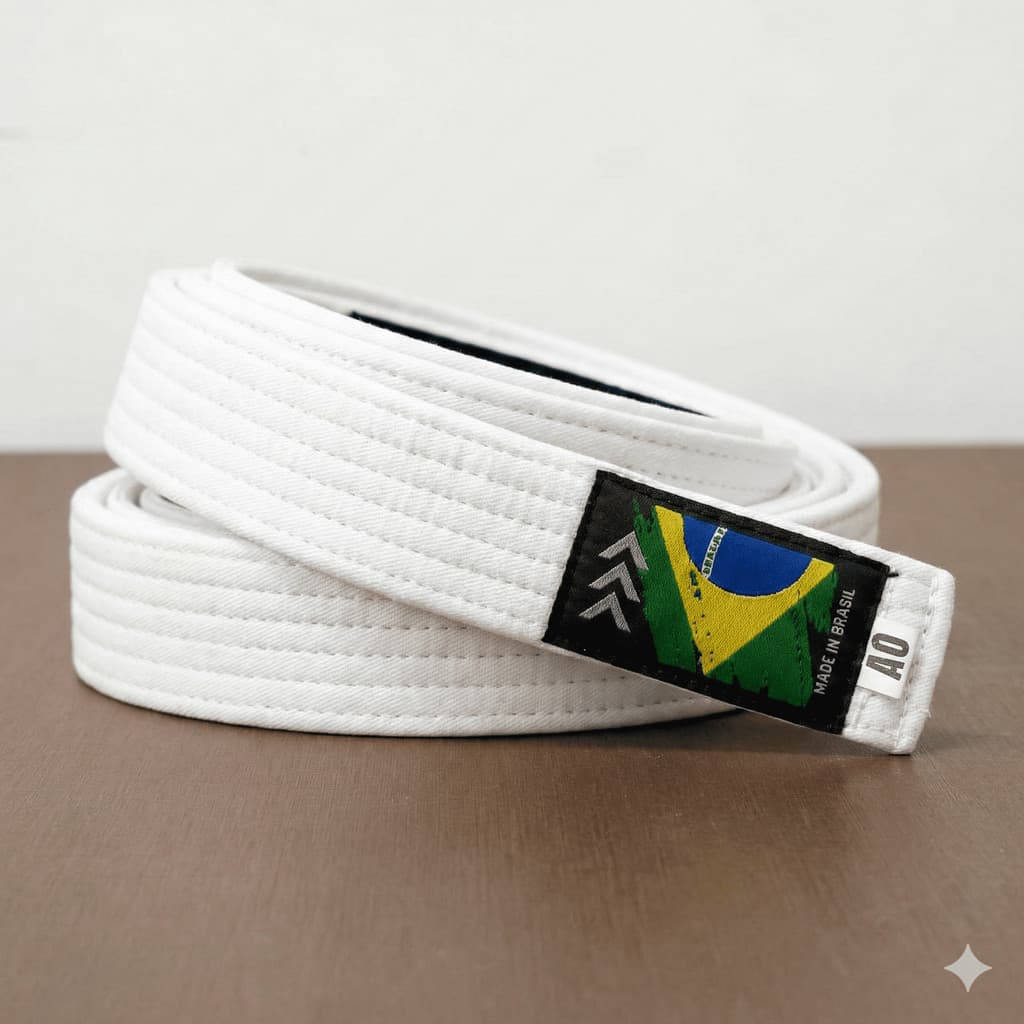 Faixa Jiu Jitsu 100% Algodão 6 Costuras Fixação Firme Com Ponta Preta Para Graduação