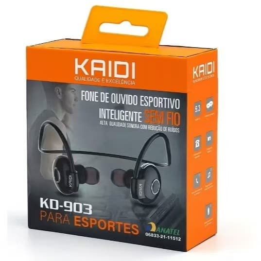 Fone De Ouvido Bluetooth Sem Fio Kaidi Kd903 - Ideal P/Esportes - Corrida Academia