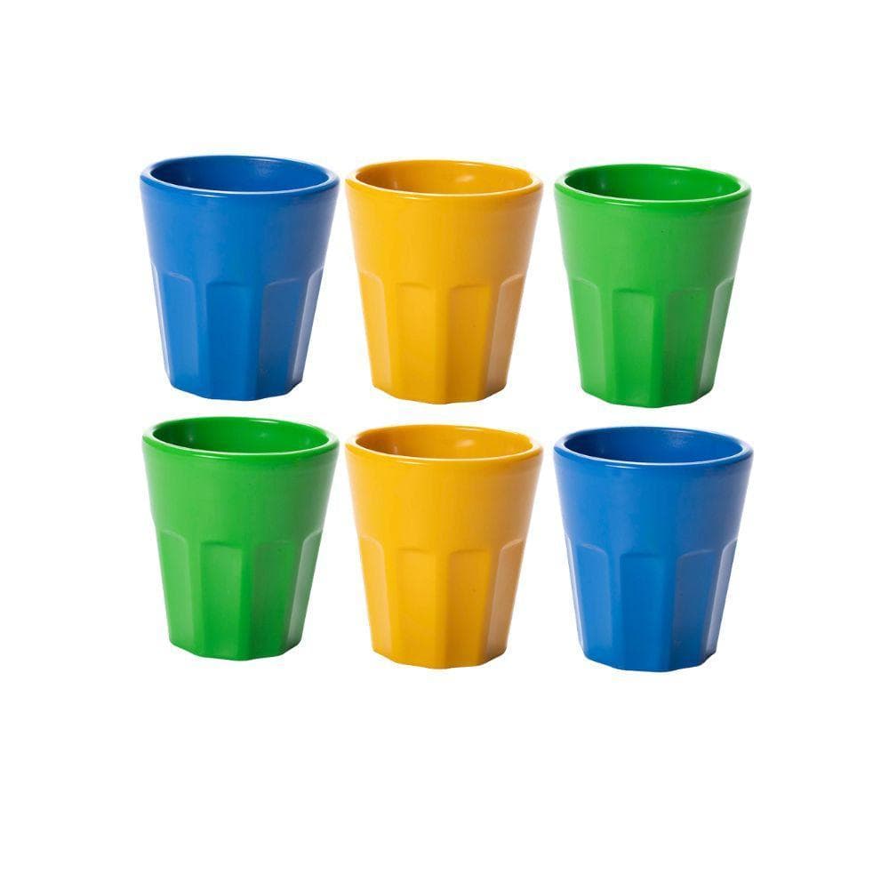 Kit 6 Copos Café Dose Copa do Mundo Futebol Verde Amarelo Azul 120 ml Licor Shot Aperitivo Tipo Americano Plasútil