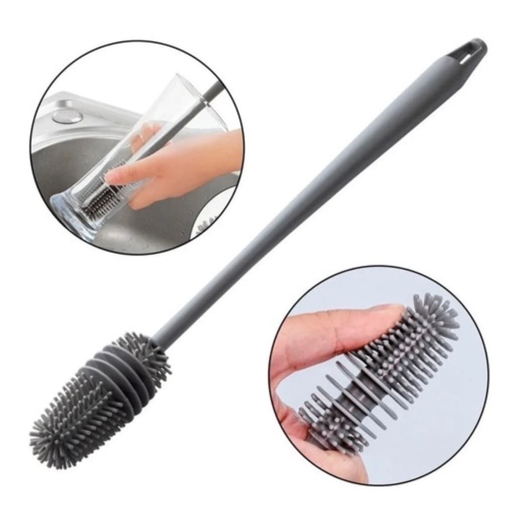 Kit 1/2/3 Escova de Limpeza para Garrafas, Mamadeiras e Copos – Multiuso em Silicone