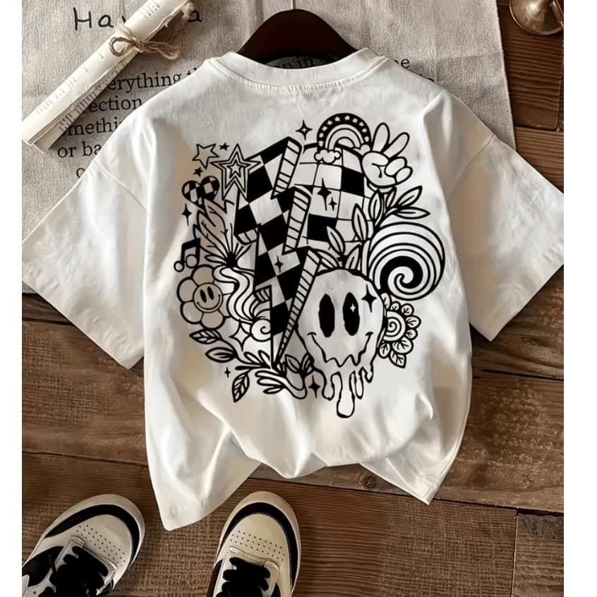 Camiseta Streetwear Animada Slim Dark Y2k Estampada Verão Gringa