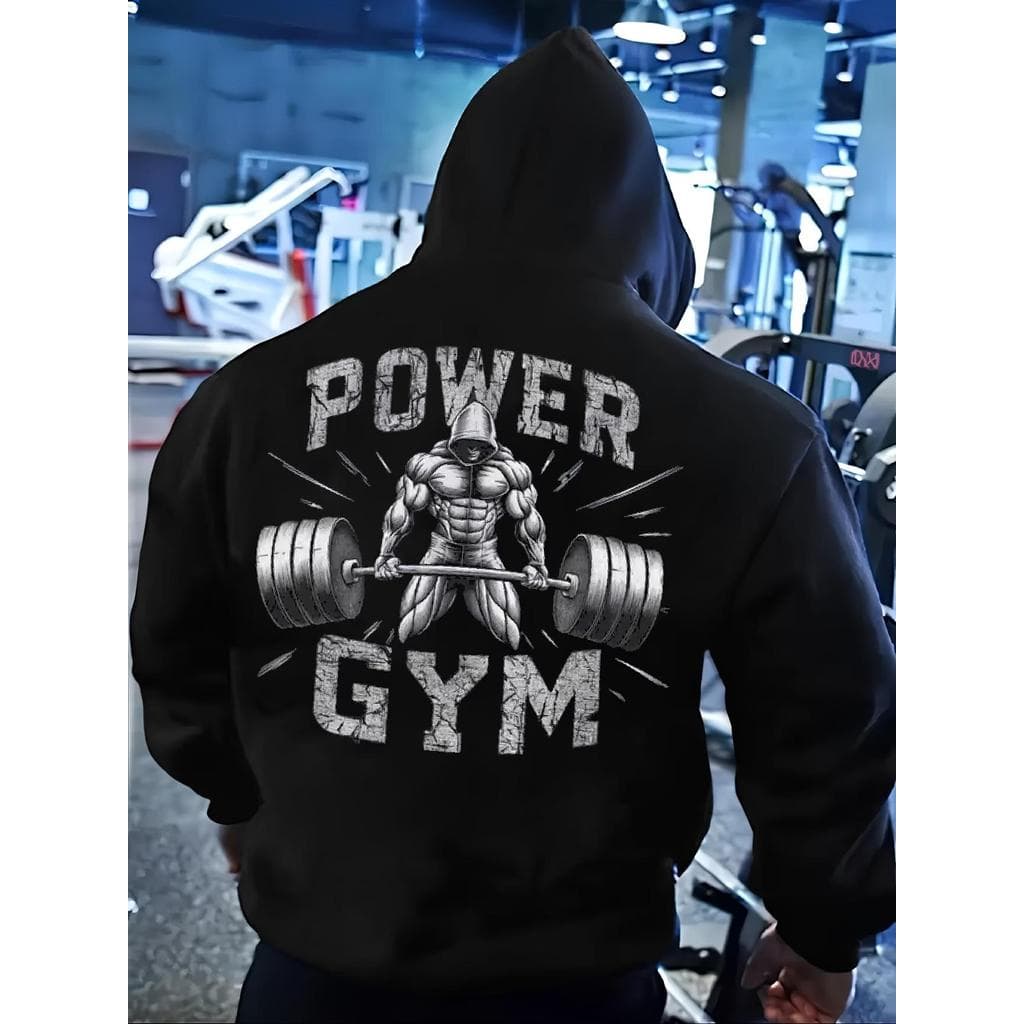 Blusa Casaco Moletom Frio Canguru Bolso Capuz Streetwear Casual Masculino Unissex Estampa power Gym academia Treino old