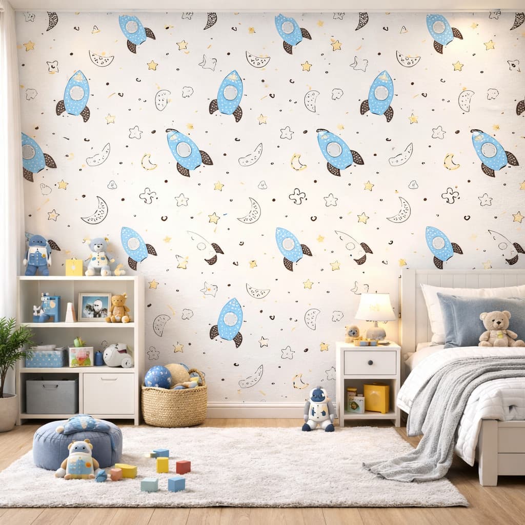 Papel de Parede Infantil  Autocolante – Quarto Bebê Menino/Menina | Lavável | Envio Imediato