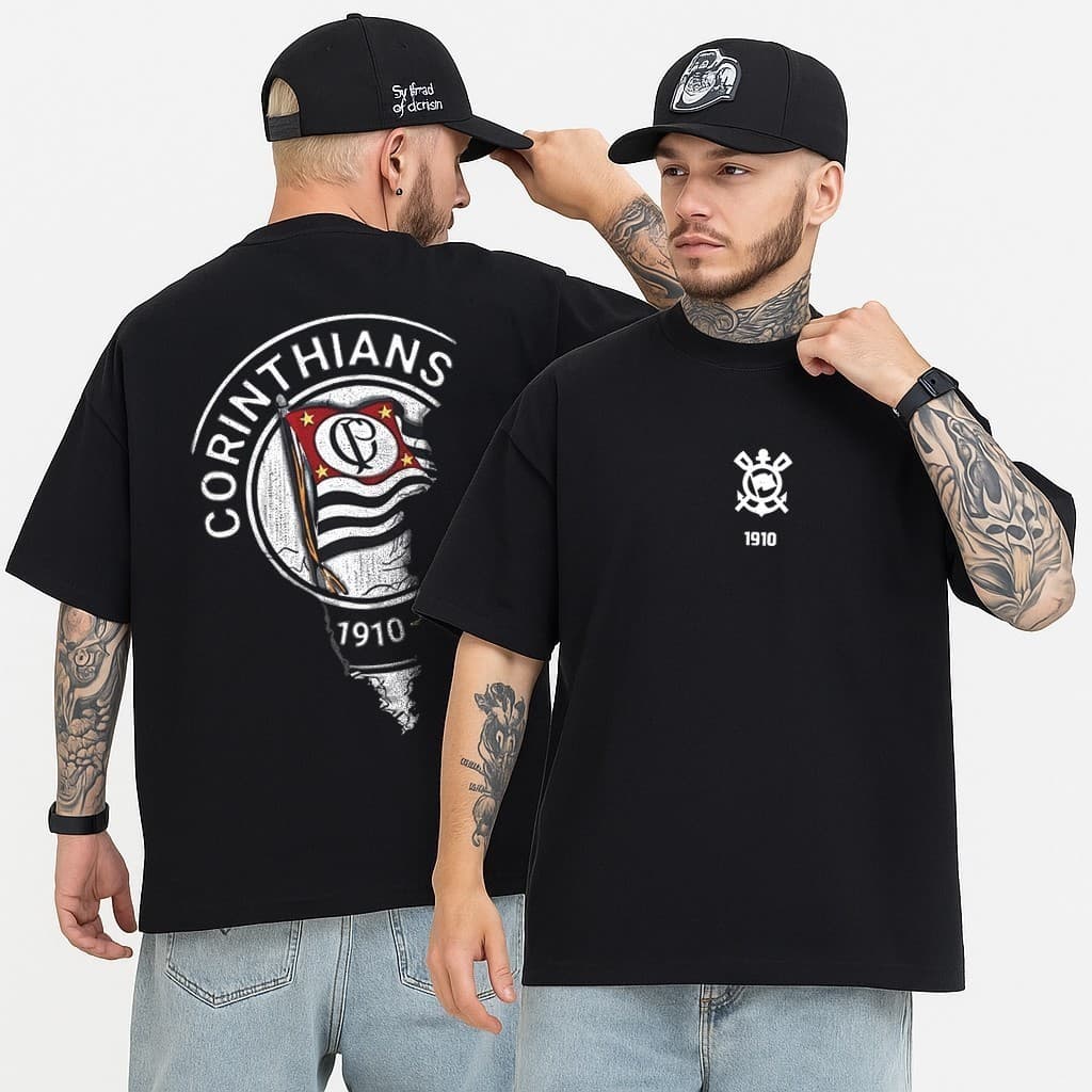 Camiseta Streetwear Corinthians Timão 100% Algodão Masculina Torcida Fiel Gaviões