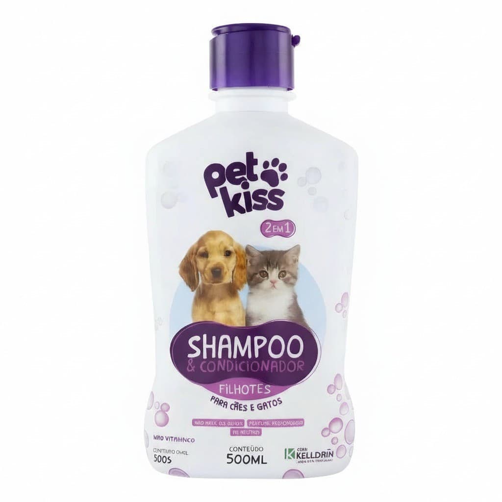 Shampoo e Condicionador Filhotes cães e gatos Pets Kiss 500ml