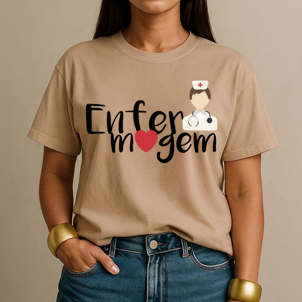 Camiseta Blusa Enfermagem Estampada para Enfermeiro Profissão Algodão Varias Cores T-shirt