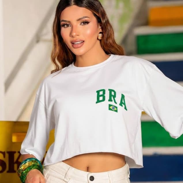 Cropped Oversized Ribana Sem Bojo Copa do Mundo Rio de Janeiro Verao praia 2026