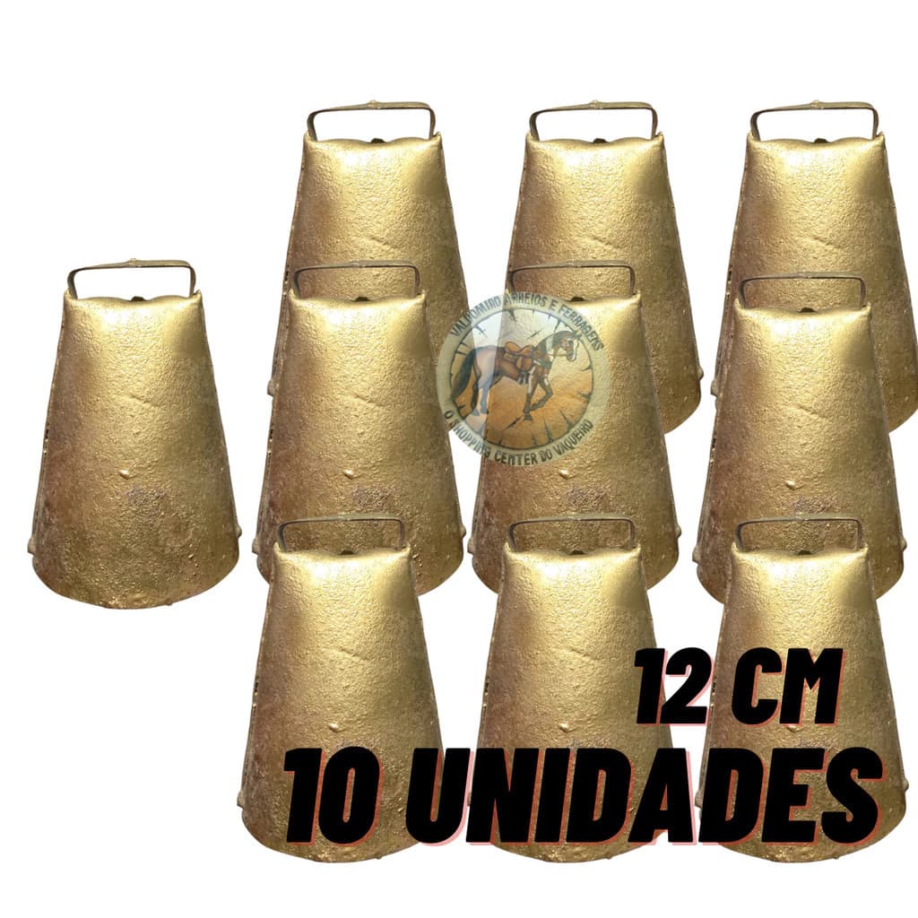 kit 10 Sino de latão Sincerro Cabras Bode Cabritos Bezerros Garrotes Boi Vaca Touro 12cm