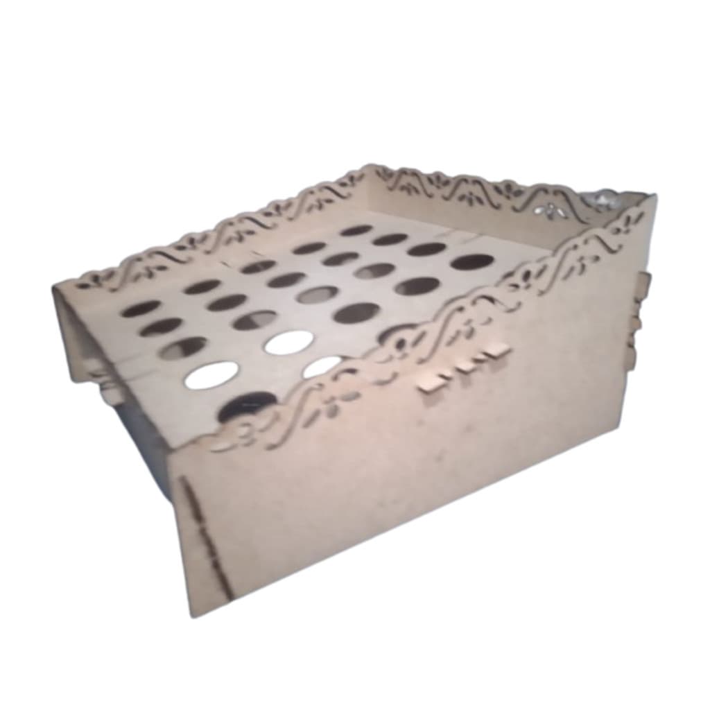 Suporte Porta Cones e Tubetes Organizador de Balcão 27 Div Madeira Mdf Crú