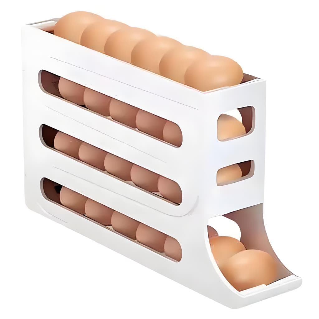 Porta Ovos Organizador Geladeira Suporte Bandeja Dispenser Deslizante Rolante 4 Andares