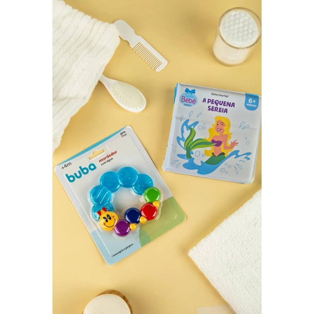 Kit Bebê Presente – Livro de Banho A Pequena Sereia + Mordedor Centopeia | Brinquedo Sensorial para Bebês