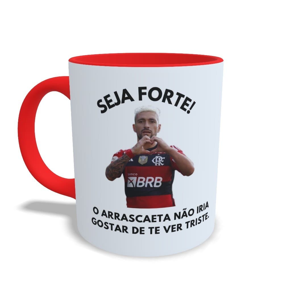 Caneca arrascaeta meme seja forte branca e colorida
