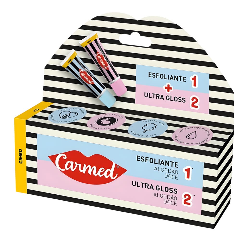 Kit Hidratante Labial Carmed SOS Lábios, Esfoliante e Super Hidratante, Incolor 10g - Edição Limitada