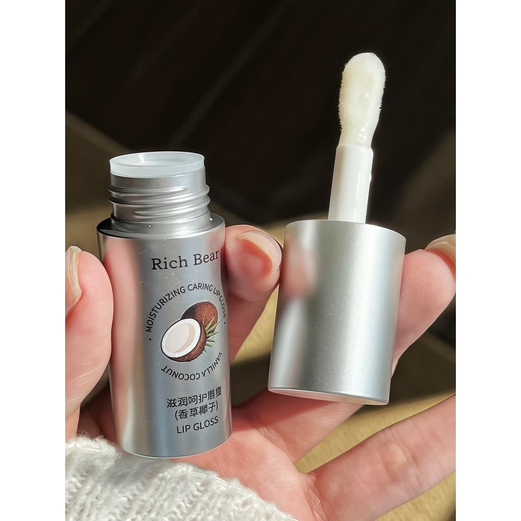 RichBear Lip Gloss Feminino Hidratante Hidratante Hidratante Esfoliante Pele Morta Linhas de Lábios Leves Camadas Transp