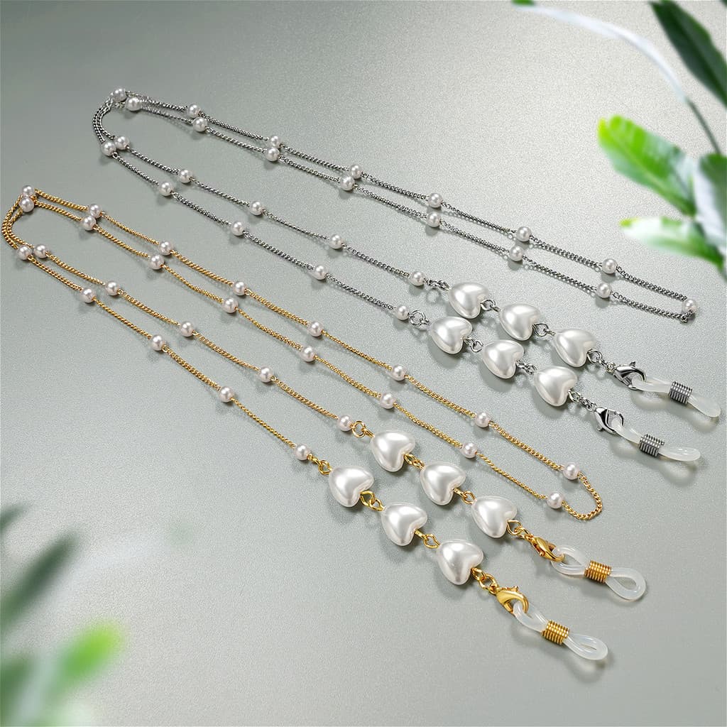Corrente para óculos em formato de pérola, corrente para máscara, acessórios de moda feminina, colar de pérolas, corrent