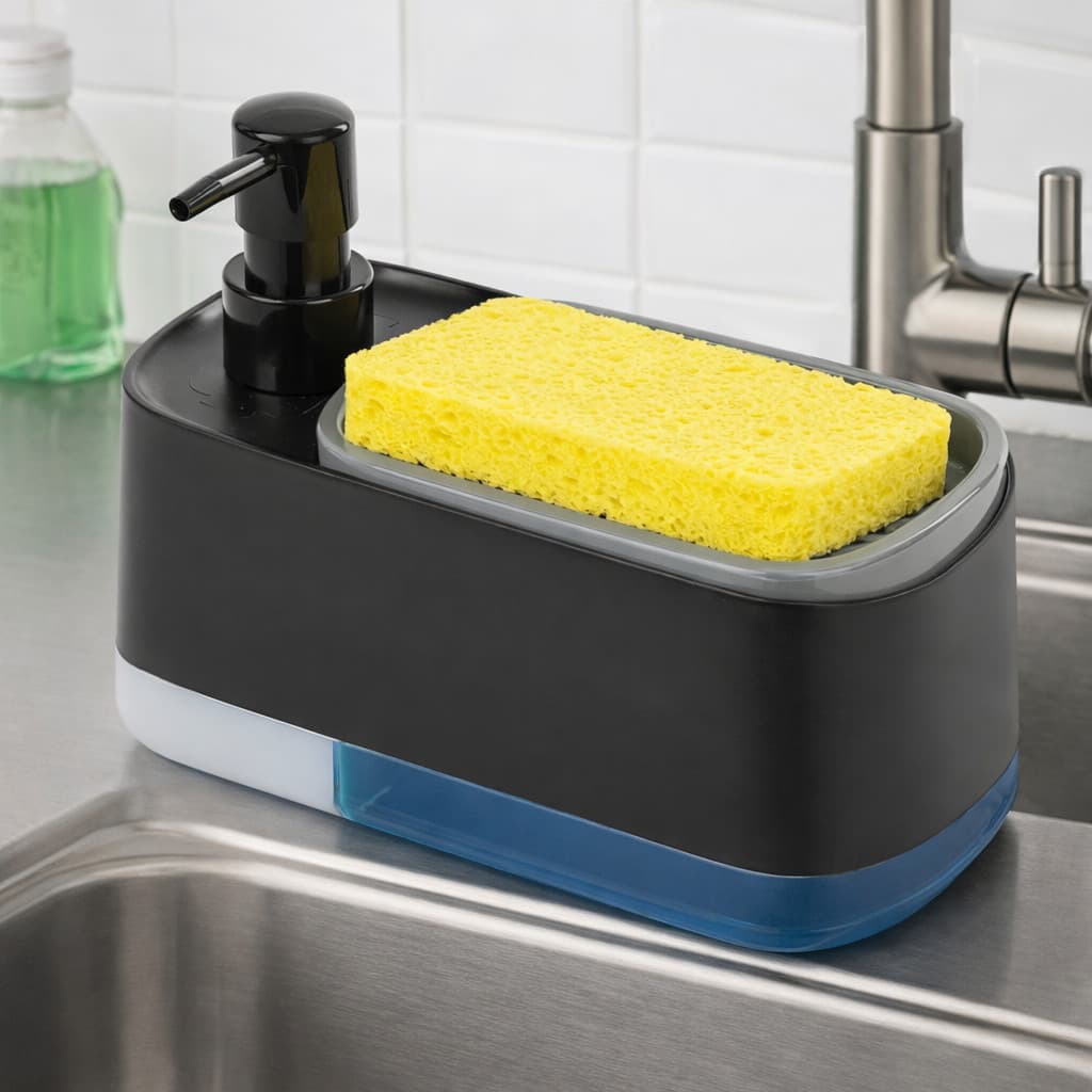 Dispenser Detergente  2em1 Suporte Esponja Pia