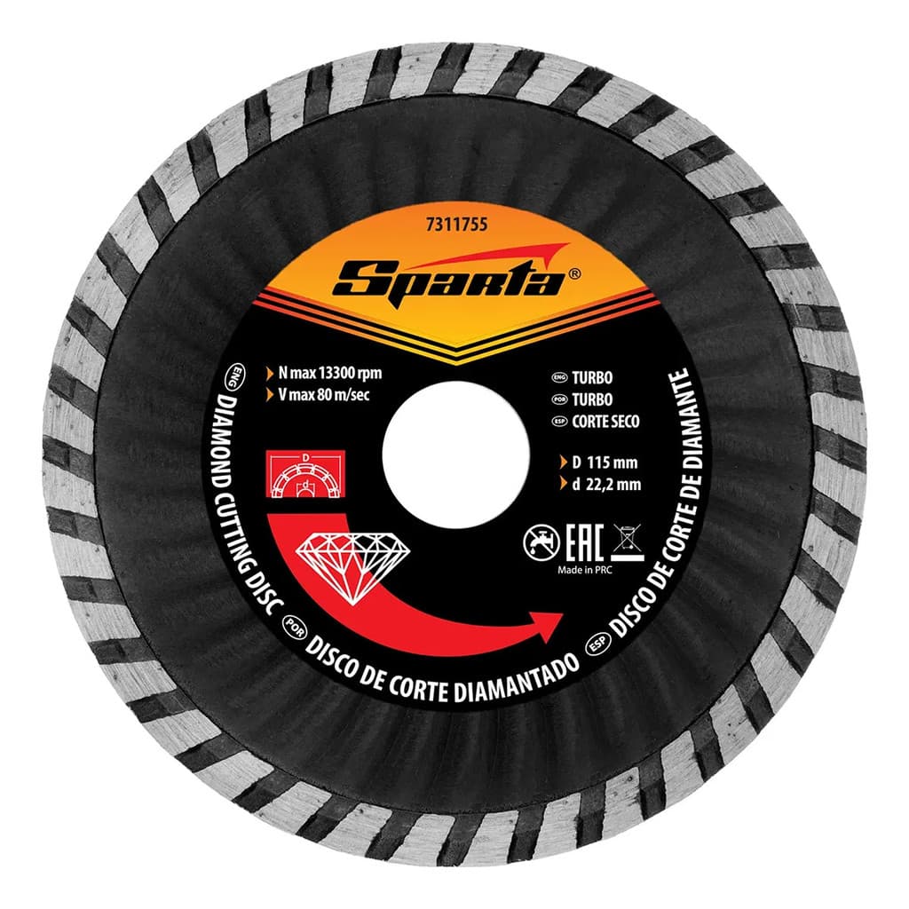 Disco Corte Turbo Diamantado Corte Seco 115 X 22,2mm Cinza-escuro