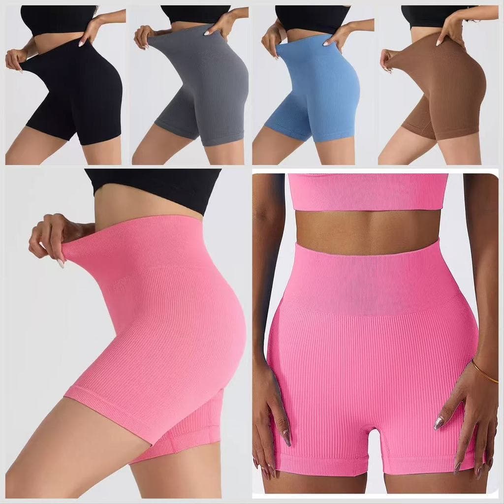 Fashion Short Fitness Canelado Feminino Poliamida YoGa Academia