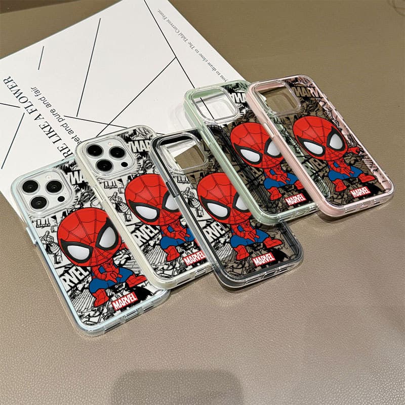 Capa Capinha Anti-Impacto Do Homem-Aranha 3 Em 1 Para IPhone 13 11 12 14 15 16 17Air Pro Max Transparente Normal