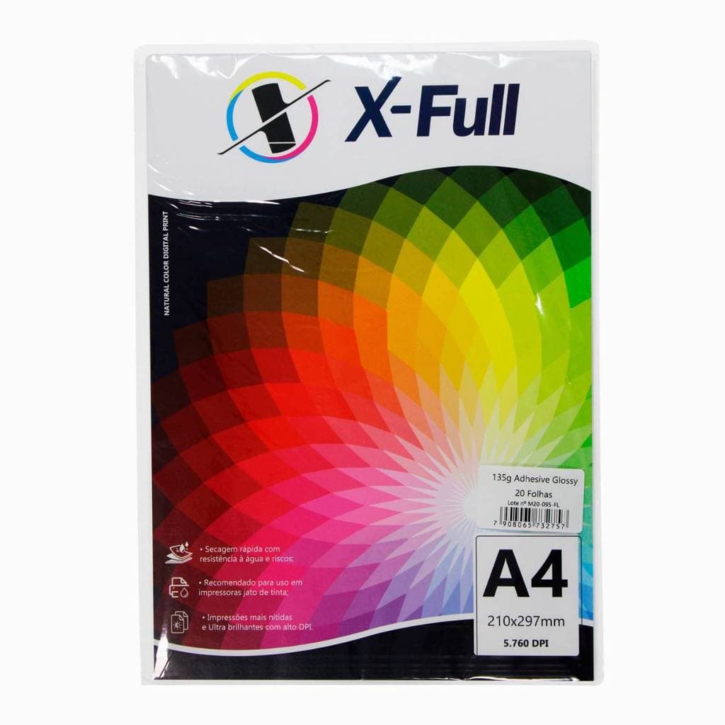 Papel Adesivo A4 135g Fotográfico com 20 Folhas X-Full