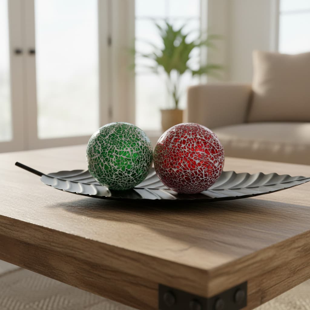 Bola Enfeite Decoração Mosaico Vidro Craqueleda - 10cm