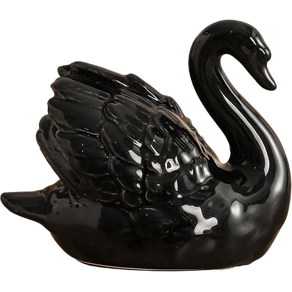Estatueta de Cisne em Cerâmica - Decoração Minimalista Moderna para Sala de Estar, Escritório, Mesa e Prateleira - Estát
