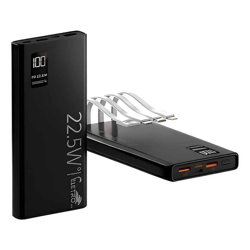 Powerbank 10000mah Carregador Rápido Portátil Preto