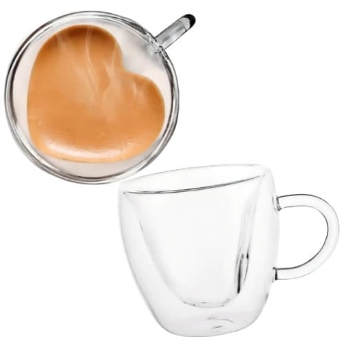 Conjunto De Duas Xicaras De ChÁ Parede Dupla Vidro Boro CoraÇÃo 230ml – Class Home