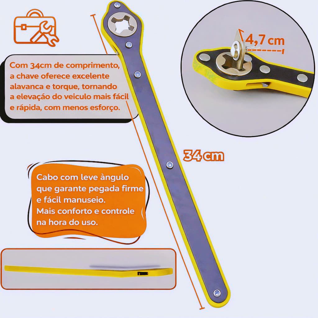 Chave Catraca para Macaco Sanfona de Carro Jack Universal Automotivo Portátil Mecânico
