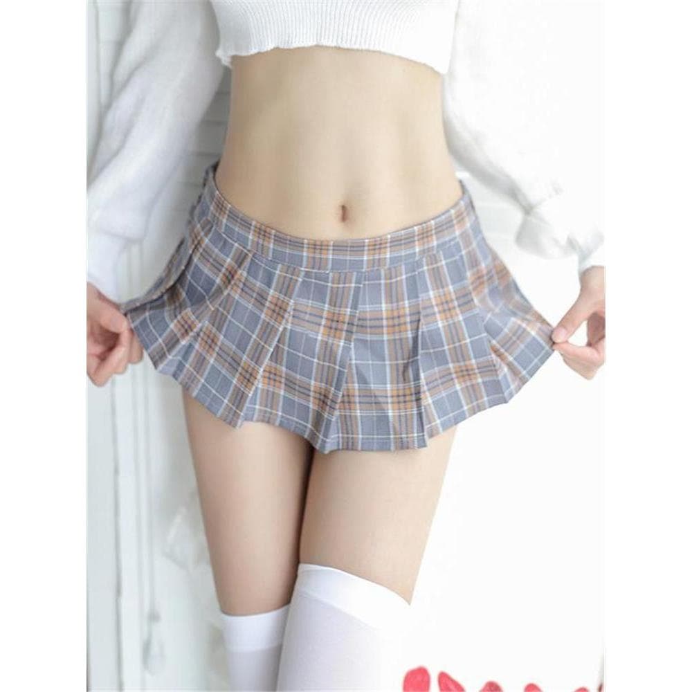 18CM feminino Mini forrado calças de segurança saia estudante estilo japonês borda-esfregando feminino xadrez saia pliss