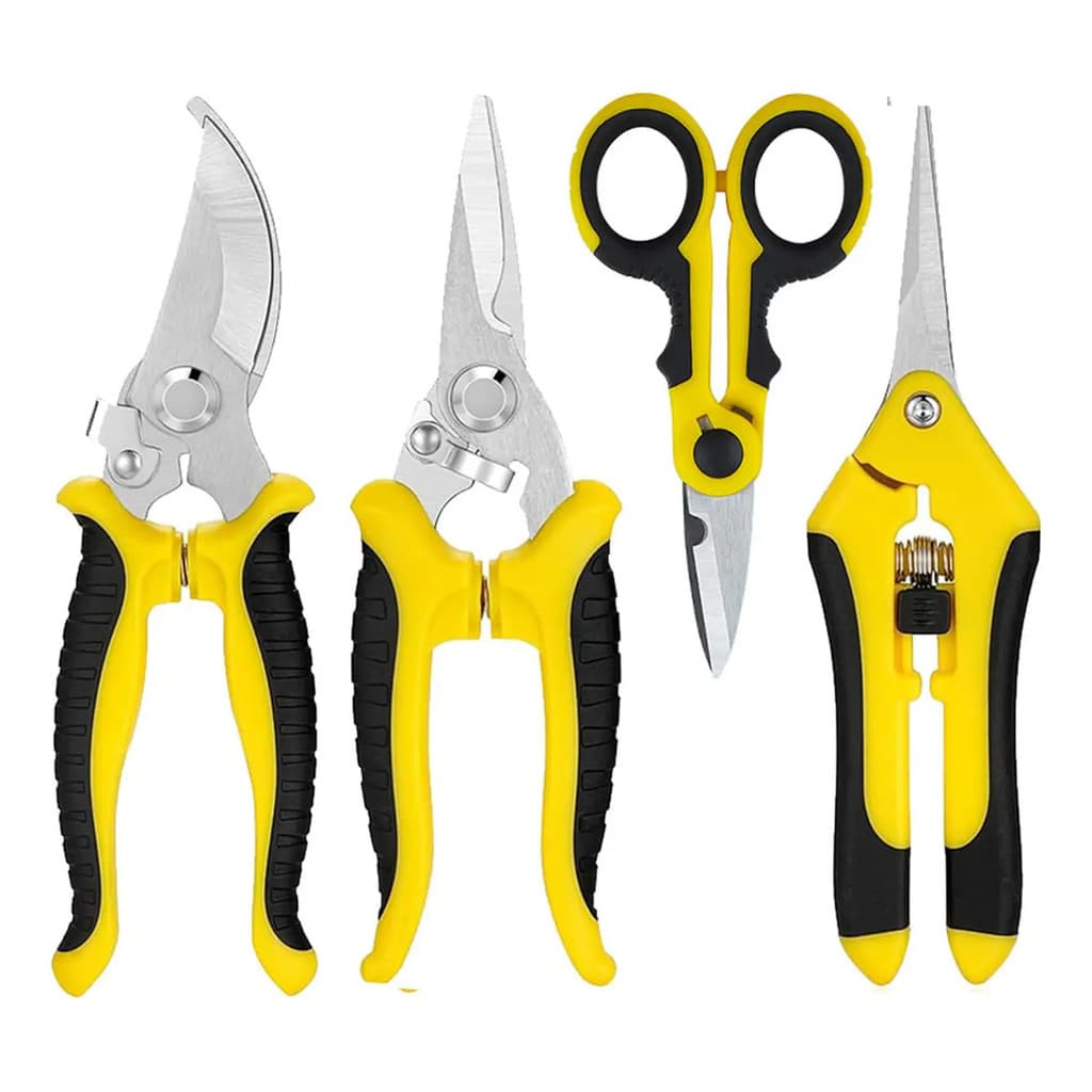Kit 4 Tesouras de Poda para Jardinagem - Corte Fácil em Galhos e Plantas