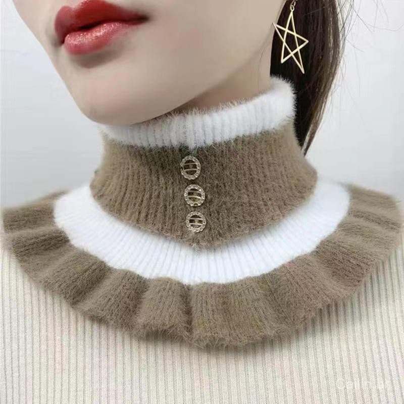 Moda Outono Inverno Malha Gola Falsa Cachecol Feminino Quente Alta Pescoço Mais À Prova De Vento