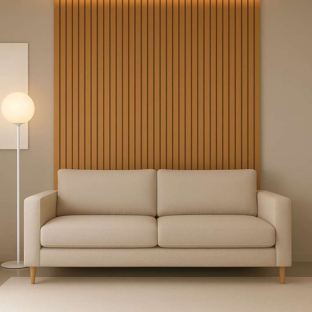 Kit 4 Módulos Painel Ripado 2,50x49,6x3,6 Cor Nature Decorativo Para TV