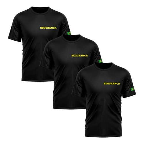 Kit 3 Camisetas Masculina Dry Uniforme Segurança Manga Curta