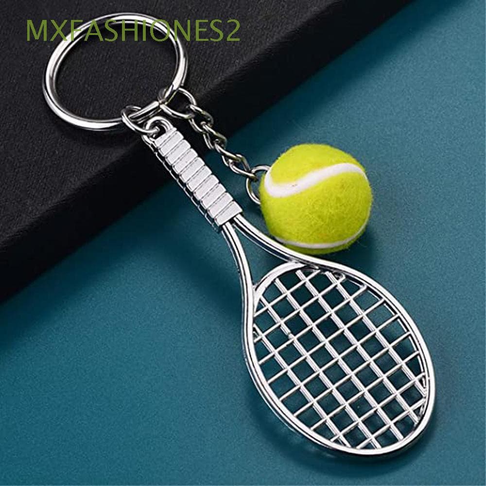 MXFASHIONES2 Mini Raquete de Tênis de Metal com Chaveiro, Acompanha 6 Pingentes Coloridos