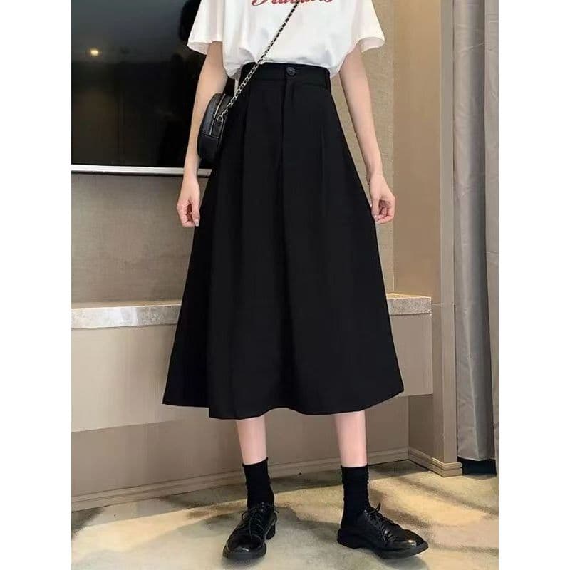 Roupas femininas de tamanho grande saia plissada temperamento feminino cintura alta a linha terno saia longa gordura MM