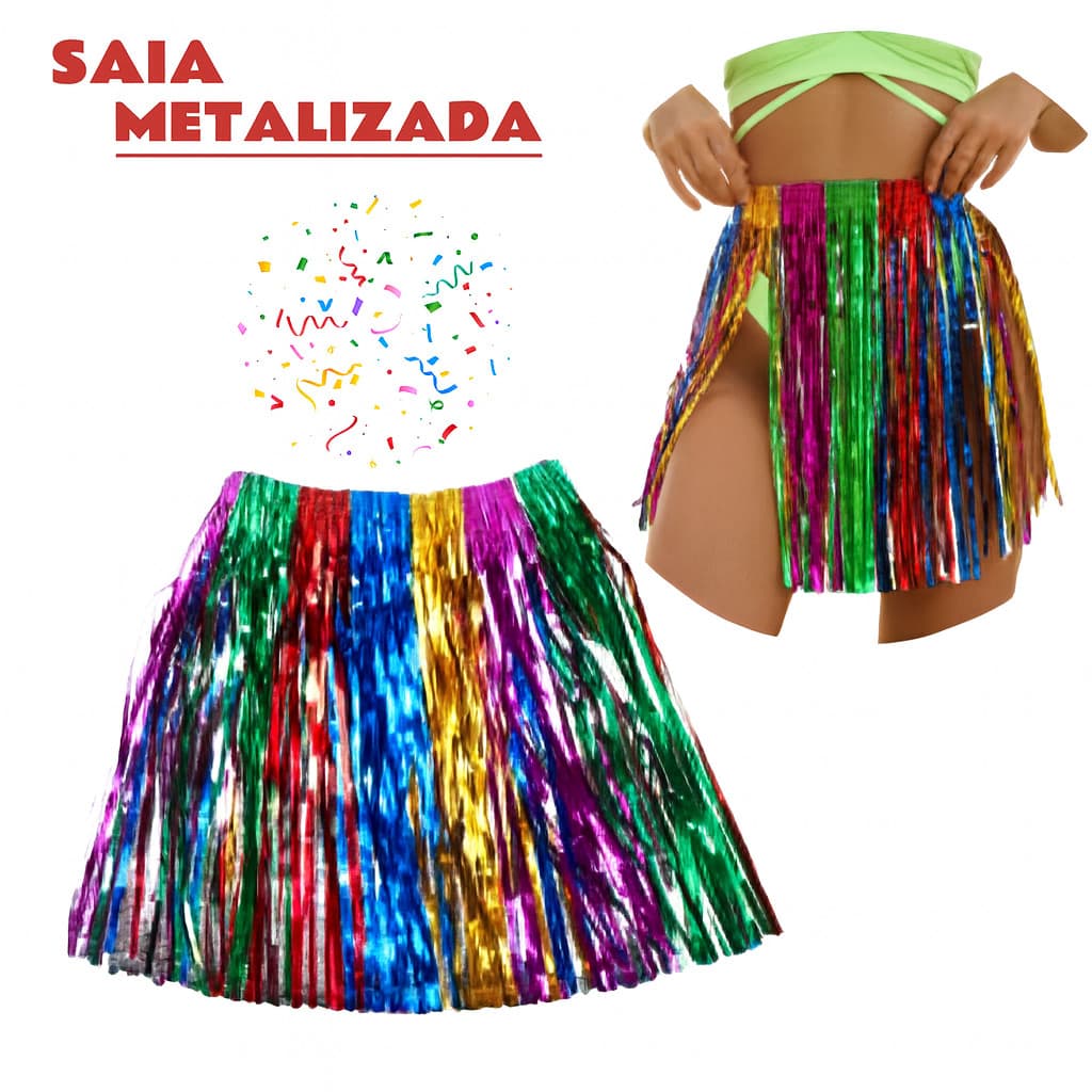 Saia Carnaval Fita Franja Rodada Frevo Bloquinho Fita Metalizada