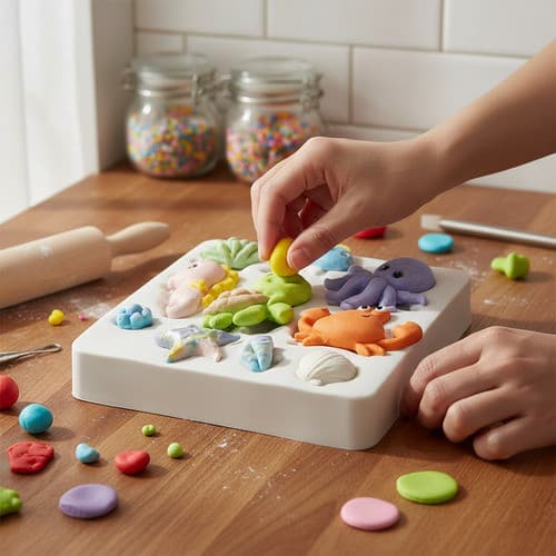Molde Silicone Algas Peixes Tartaruga Polvo Fundo Do Mar Pasta Americana Biscut