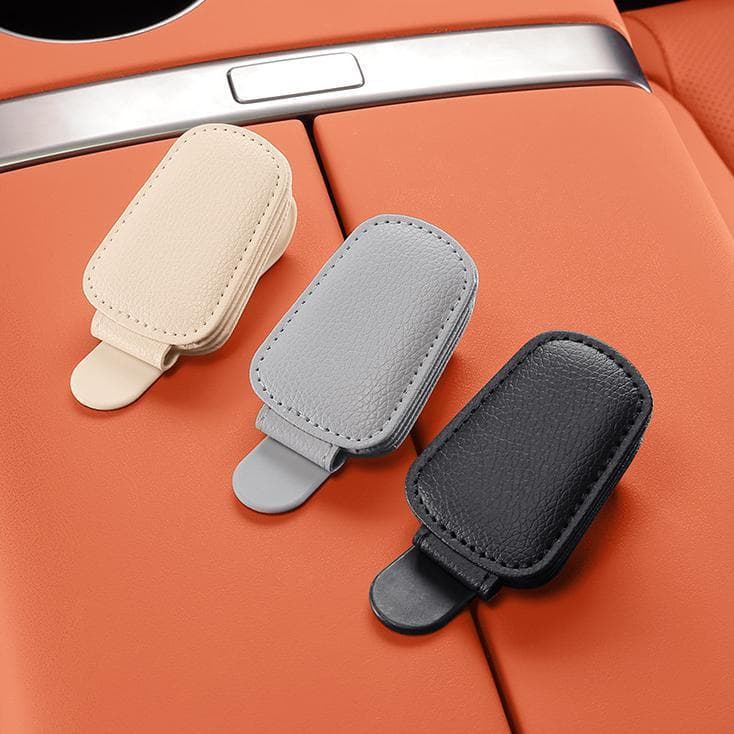 Suporte Compacto para Óculos de Sol Carro com Clip Cartão, Porta-Bilhete e Fecho