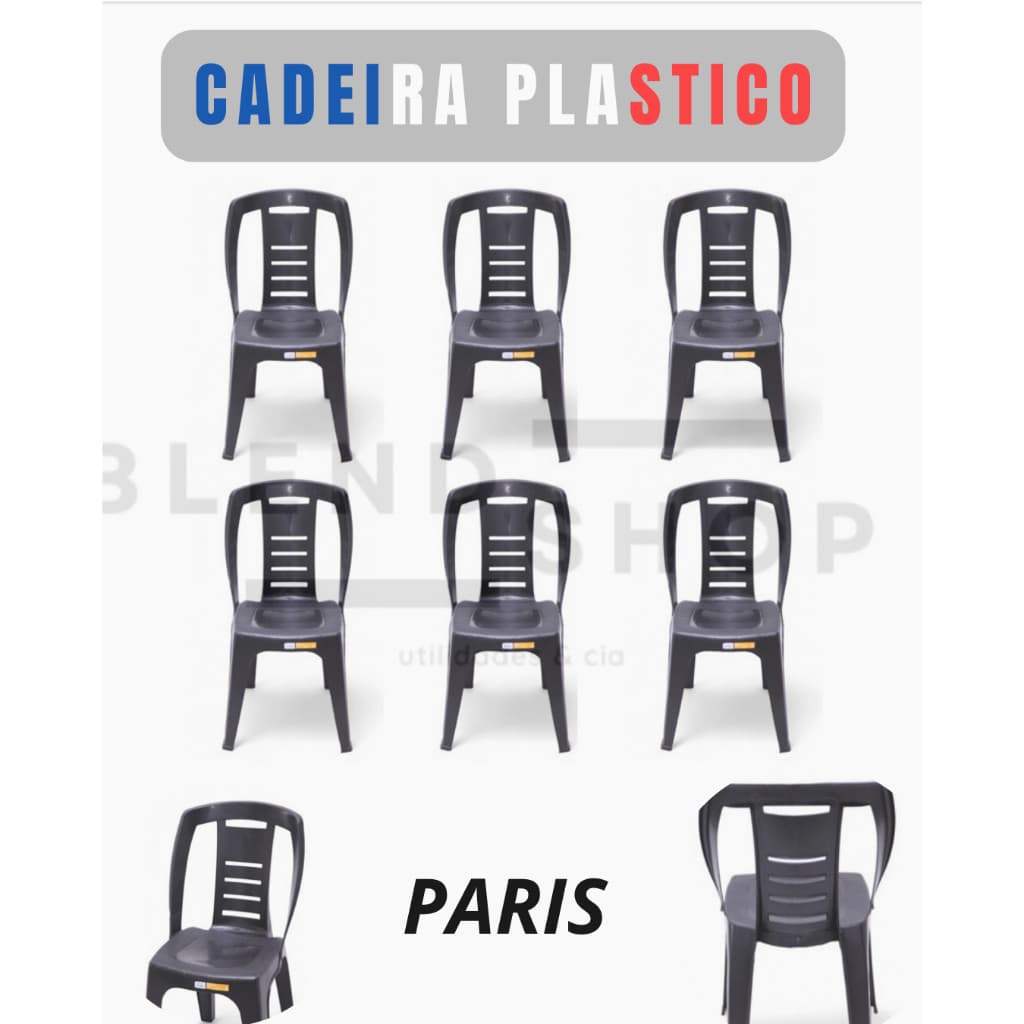 Cadeira Paris Premium 154kg INMETRO-  Escritório, Lazer, Varanda, Adegas, Cozinhas - KIT 6 Cadeiras