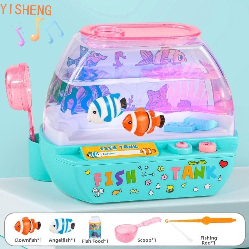 YISHENG Brinquedo De Aquário Artificial , Mini Tanque De Peixes De Simulação Adorável De Desenho Animado , Iluminação LE